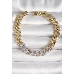 Pirinç Gold Renk Zirkon Taşlı Halka Zincir Xuping VIP Seri Exculusive Kadın Bileklik