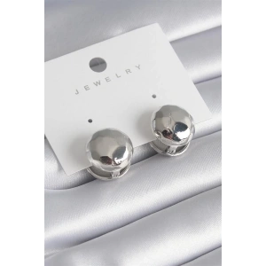 Pirinç Gümüş Renk İşleme Detay Top Model Kadın Küpe