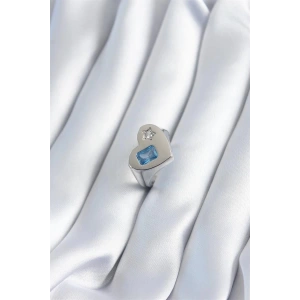 Pirinç Gümüş Renk Kalp Model Yıldız Zirkon Taş Detay Kadın Yüzük