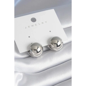 Pirinç Gümüş Renk Top Model Kadın Küpe