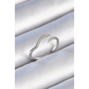 Pirinç Gümüş Renk Zirkon Taşlı Kadın Yüzük