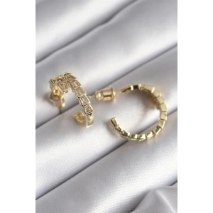 Pirinç Gümüş Renk Zirkon Taşlı Yılan Model Kadın Küpe