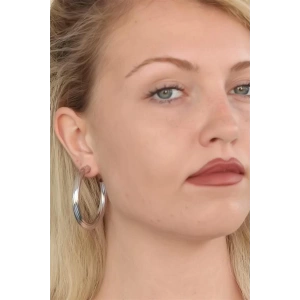 Silver Renk Halka Metal Bayan Küpe