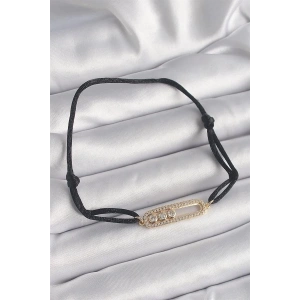 Siyah Renk İpli Asansör Gold Messika Model Kadın Bileklik