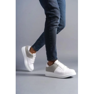 SLW151 Boost Bağcıklı Cilt Süet Erkek Günlük Sneaker Ayakkabı CSBT - Beyaz/Gri