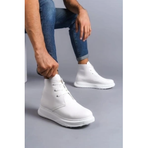 SLW204 Franca Bağcıklı Cilt Erkek Spor Bot BT - Beyaz