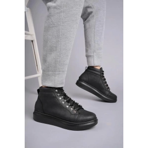 SLW206 Ottawa Bağcıklı Cilt Erkek Günlük Spor Bot ST - Siyah