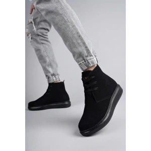 SLW207 Oslo Bağcıklı Süet Erkek Günlük Spor Bot ST - Siyah