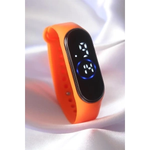 Turuncu Renk Silikon Dijital Dokunmatik Led Saat