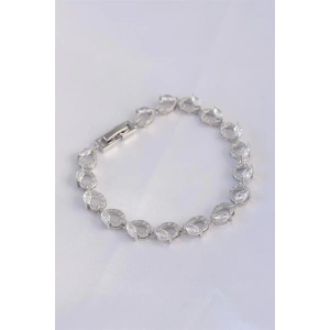 Vip Seri Pirinç Zirkon Taşlı Gümüş Renk Arpa Model Bileklik