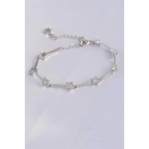 Vip Seri Pirinç Zirkon Taşlı Gümüş Renk Halley Model Bileklik