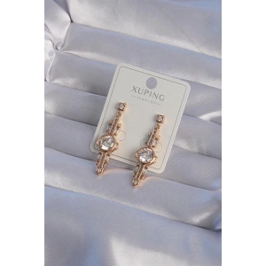 XUPİNG Rose Renk Zirkon Taşlı Geometrik Sallantılı Küpe