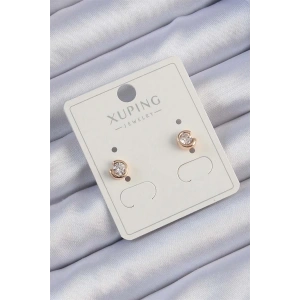 Xuping Rose Renk Zirkon Taşlı Minimal Oval Küpe