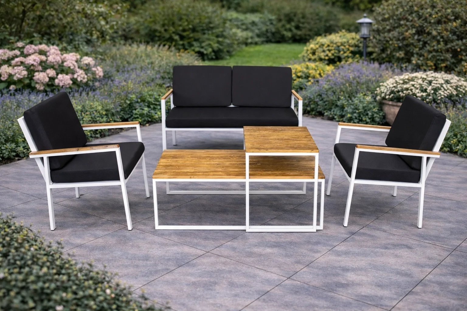 Stil Fonksiyonel Sehpalı Takım (2+1+1+Masa) - Masif Ahşap Detaylı