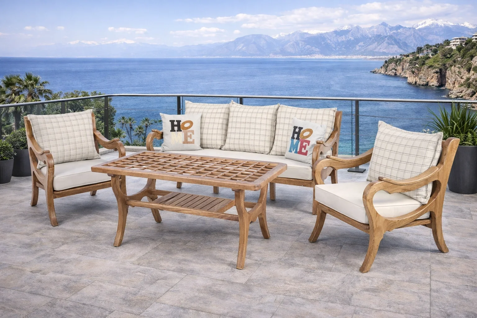 ROSA Takım Kareli - Kestane Ağacı Bahçe & Balkon Oturma Grubu