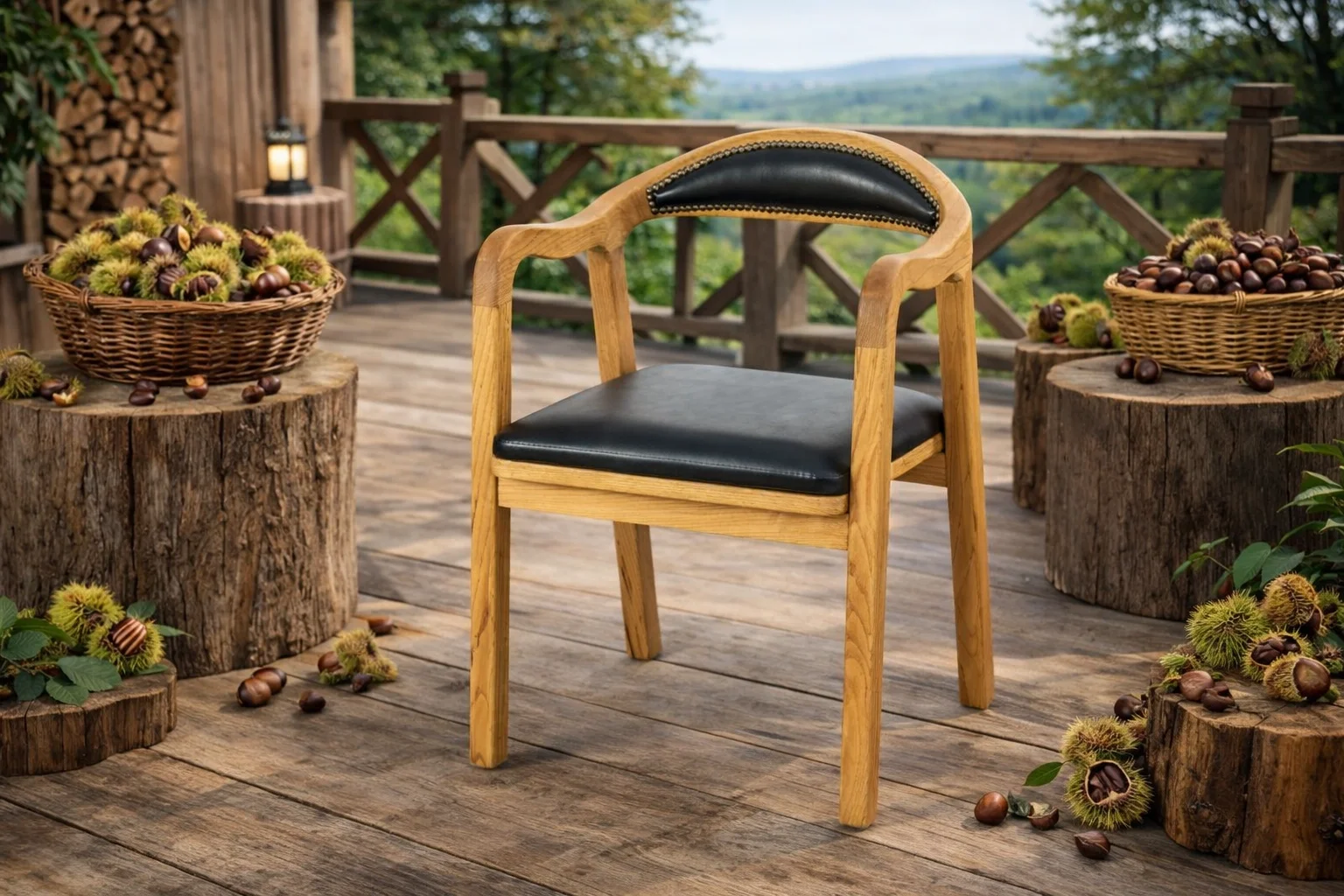 Kestane Sandalye - Doğal Ahşap Bahçe ve Teras Sandalyesi
