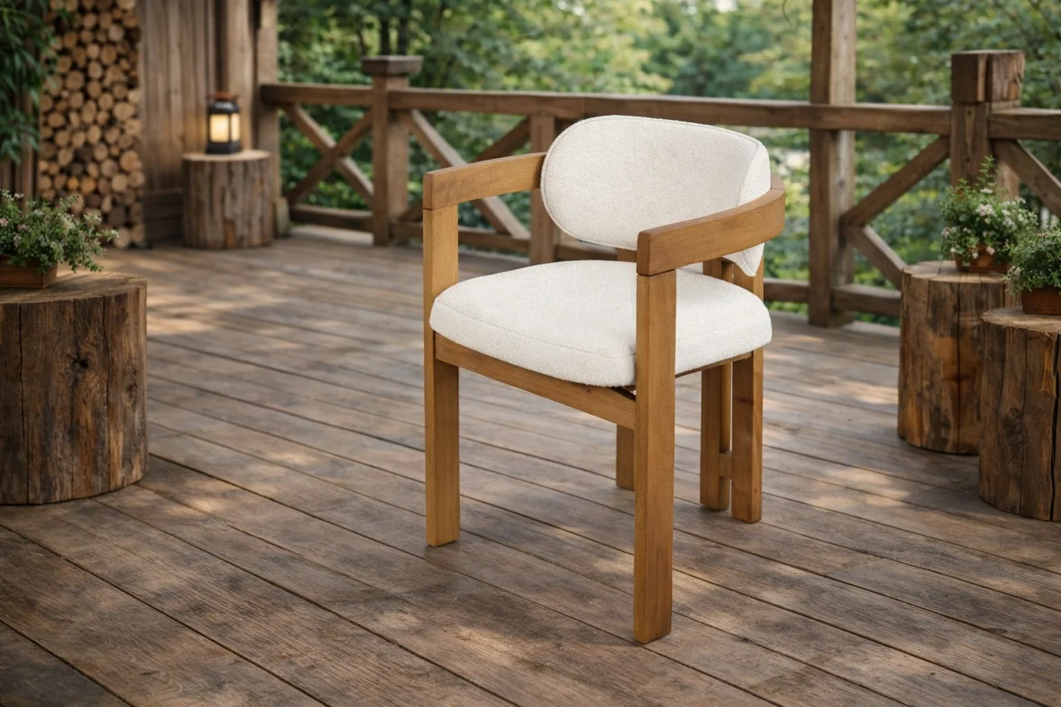 AHŞAP T Sandalye - Doğal Ahşap Dış Mekan Sandalyesi