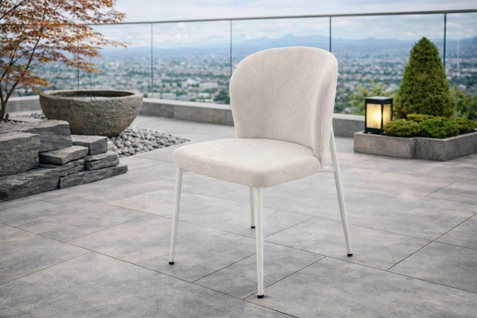 ZENIT Beyaz Sandalye - Modern Metal İskeletli Bahçe Sandalyesi