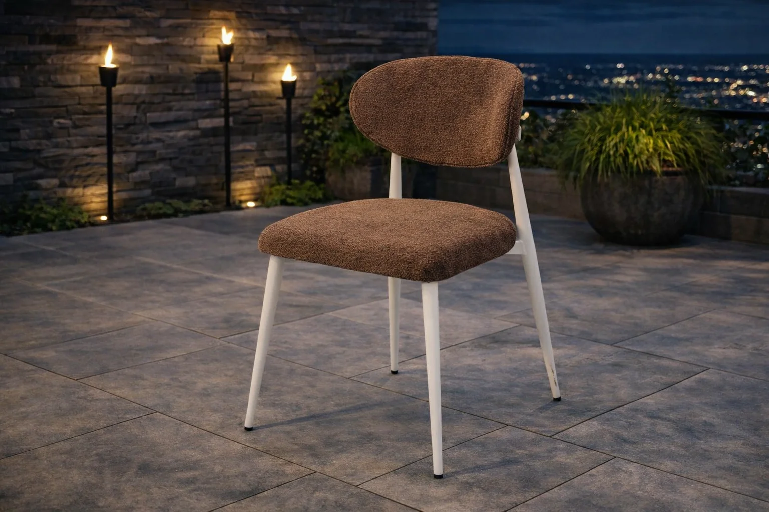 NOXIS Beyaz Sandalye - Modern Metal İskeletli Bahçe Sandalyesi