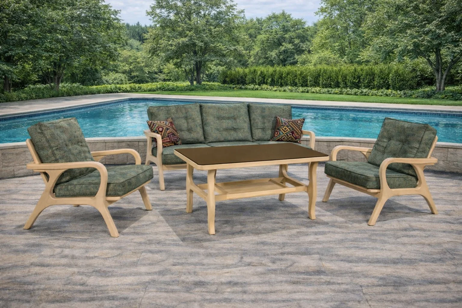 RICCO Kestane Ağacı Bahçe ve Balkon Oturma Grubu - 5 Kişilik Lüks Set