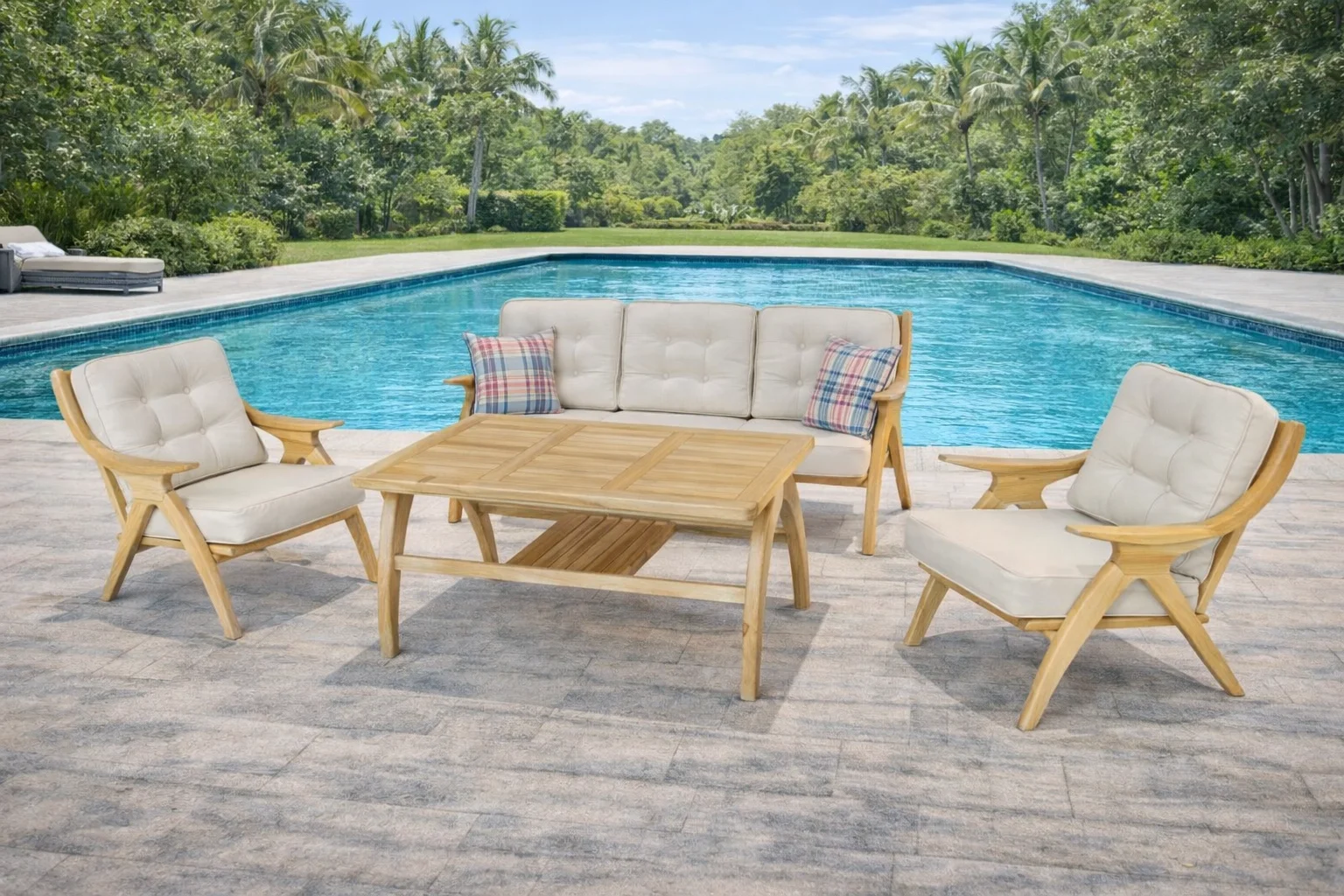 ARMONİ Kestane Ağacı Bahçe ve Balkon Oturma Grubu - 5 Kişilik Doğal Tasarım