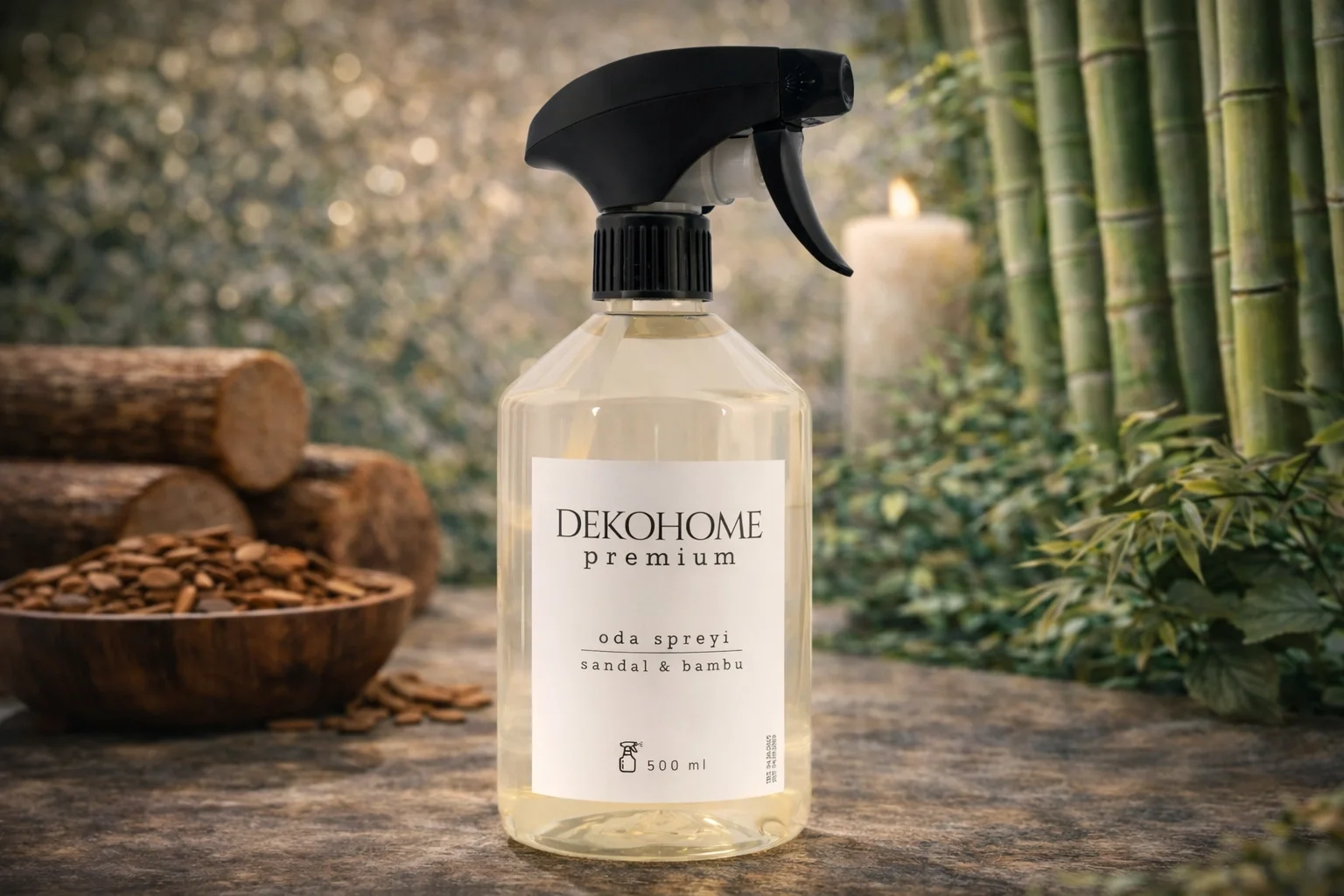 Dekohome Premium Sandal & Bambu Oda Spreyi (500 ml)