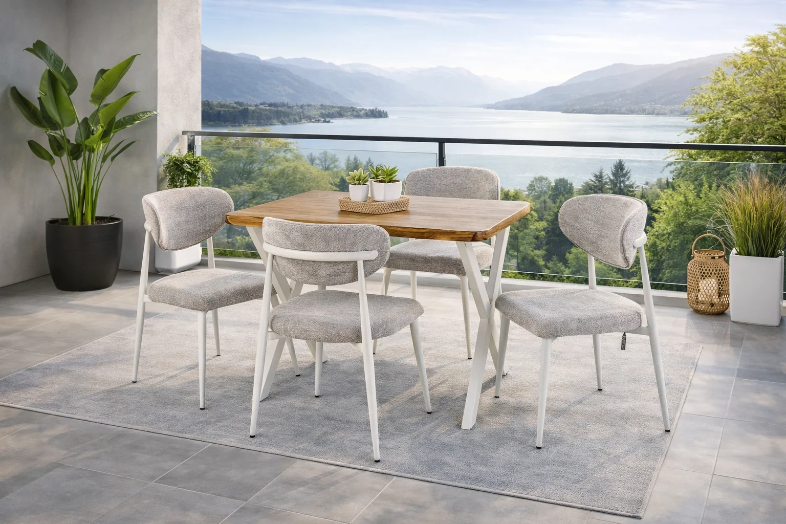 Doğal Ağaç Balkon Masa Takımı (80x140)