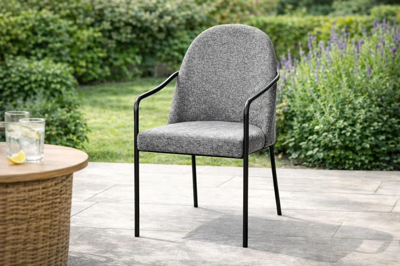 Remix Sandalye - Siyah Metal & Tam Döşeme (Gri)