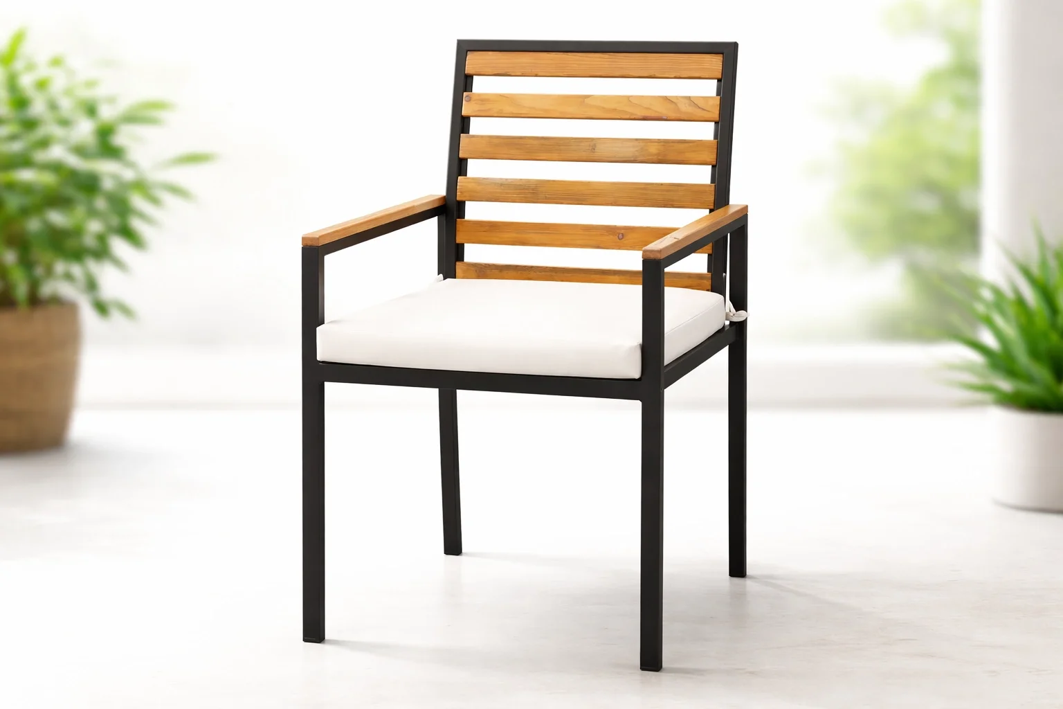 Still Sandalye - Siyah Metal & Masif Ahşap