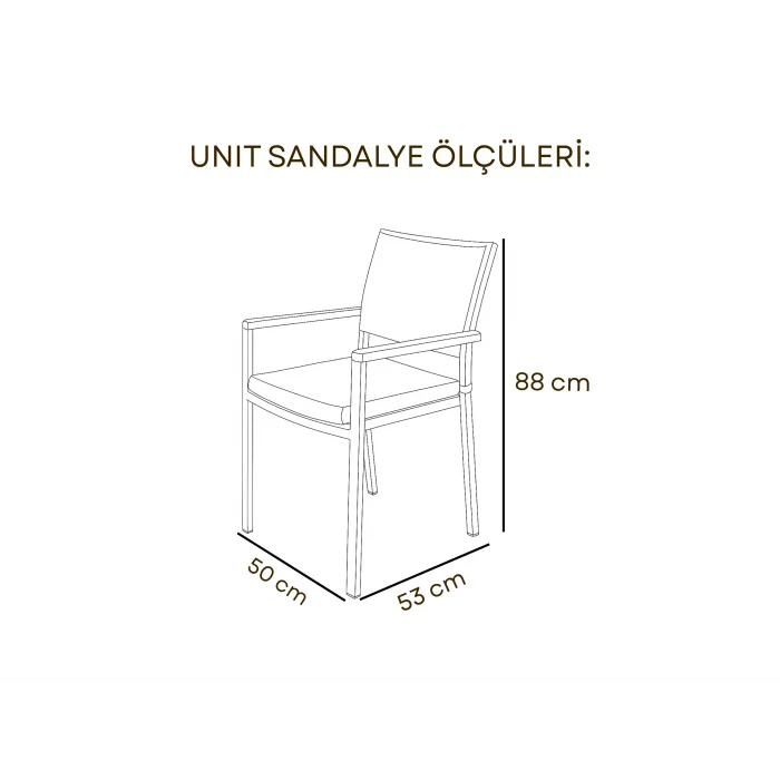 Unit Sandalye - Alüminyum Gövde & Masif Detaylı (Örgü Sırtlı)