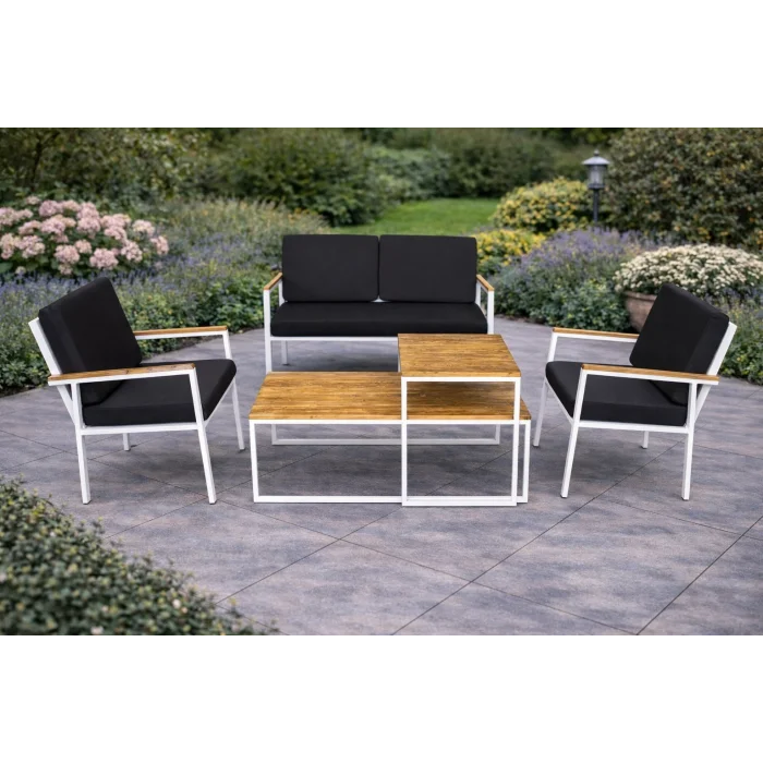 Stil Fonksiyonel Sehpalı Takım (2+1+1+Masa) - Masif Ahşap Detaylı