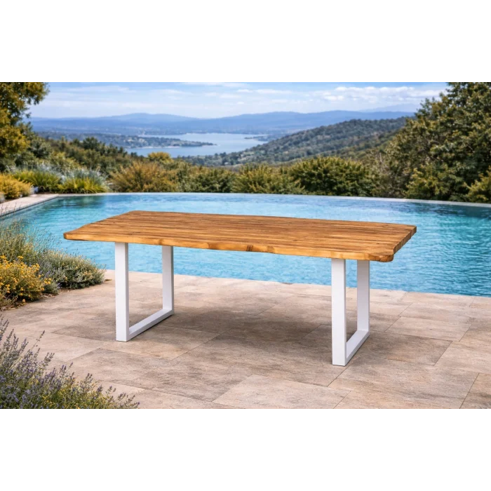 Country Unit Sandalye Takımı - 6 Kişilik Masif Ahşap & Beyaz Örgü Detaylı