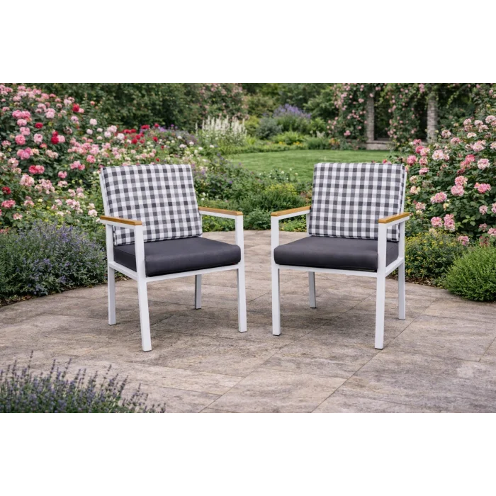 Still Yemek Masalı Takım (Kareli) - 4 Kişilik Masif Ahşap Oturma Grubu