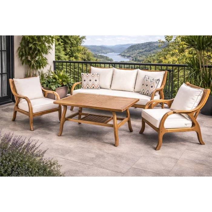 NOTTE Takım Krem - Kestane Ağacı Bahçe & Balkon Oturma Grubu