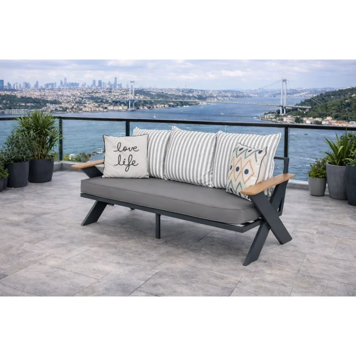 VENTO Takım (Antrasit - Çizgili) - Alüminyum Bahçe & Balkon Oturma Grubu