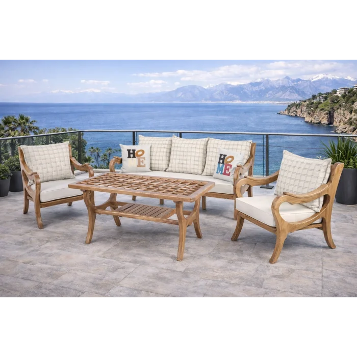 ROSA Takım Kareli - Kestane Ağacı Bahçe & Balkon Oturma Grubu