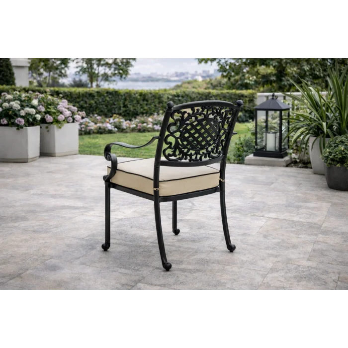 CNR OTTO Lüks Döküm Sandalye - Siyah Alüminyum Dış Mekan