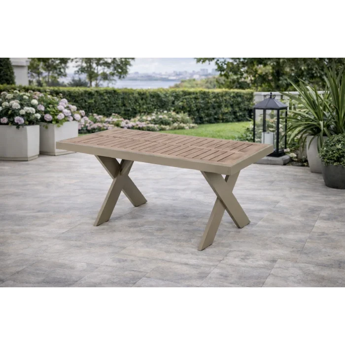 VENTO Takım (Cappucino-Kareli) - Alüminyum Bahçe & Balkon Oturma Grubu