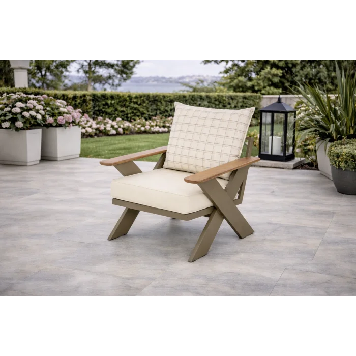 VENTO Takım (Cappucino-Kareli) - Alüminyum Bahçe & Balkon Oturma Grubu