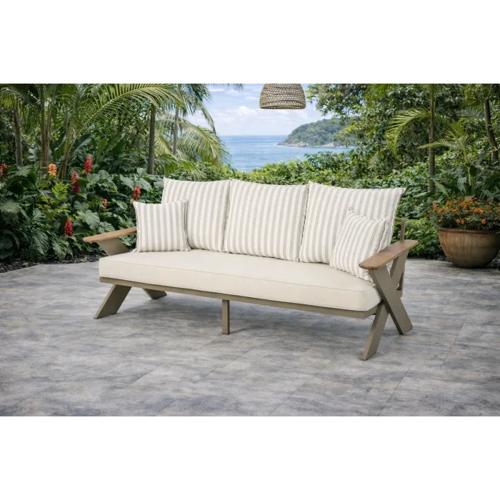 VENTO Takım (Cappucino-Çizgili) - Alüminyum Bahçe & Balkon Oturma Grubu