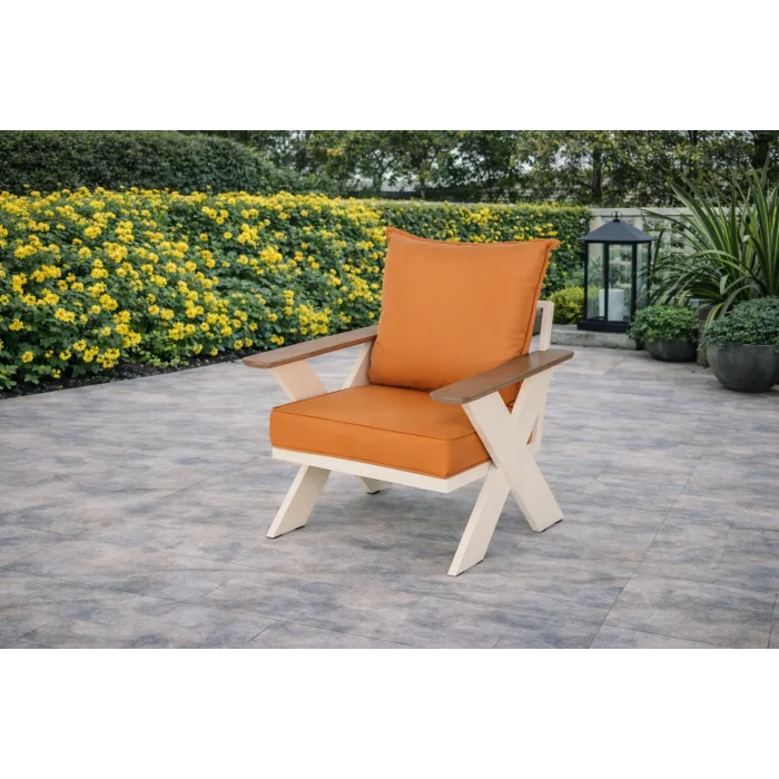 VENTO Takım (Krem-Turuncu) - Alüminyum Bahçe & Balkon Oturma Grubu