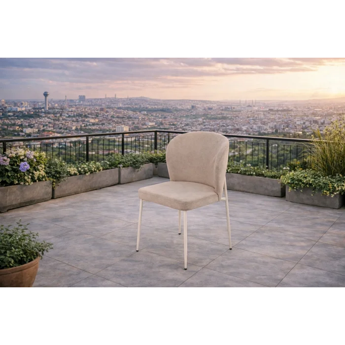 ZENIT / Luna Açılır Masa Takımı (Krem) - 1 Masa + 4 Sandalye