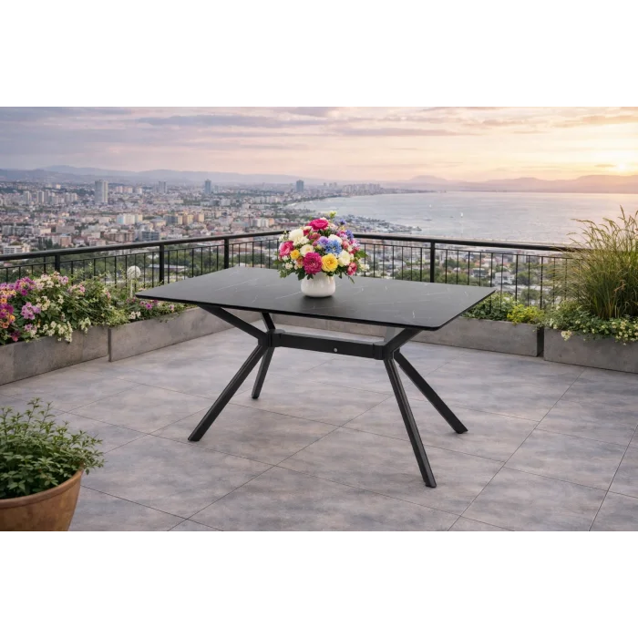 NOXIS / Sirius Masa Takımı (İnox) - 4 Sandalyeli Modern Yemek Seti