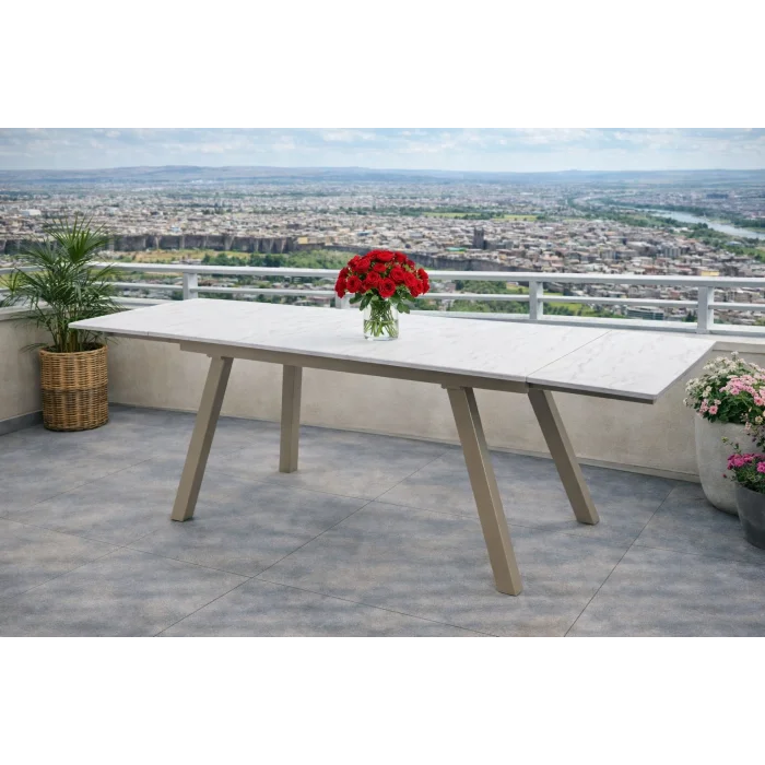 ZENIT / Dualis Açılır Masa Takımı (Krem) - 1 Masa + 6 Sandalye