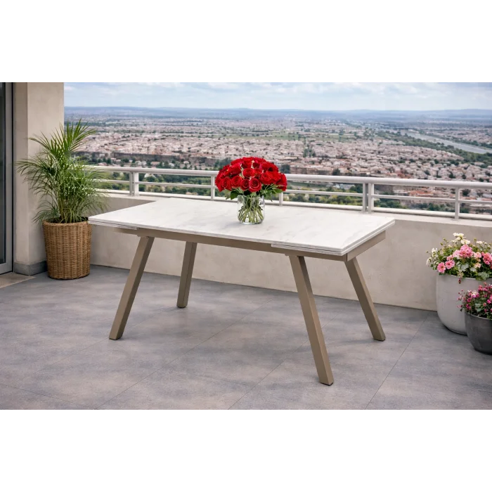 ZENIT / Dualis Açılır Masa Takımı (Krem) - 1 Masa + 6 Sandalye