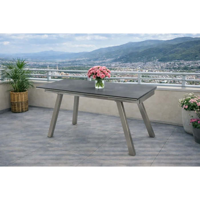 NOXIS / Dualis Açılır Masa Takımı (İnox) - 6 Sandalyeli Yemek Seti