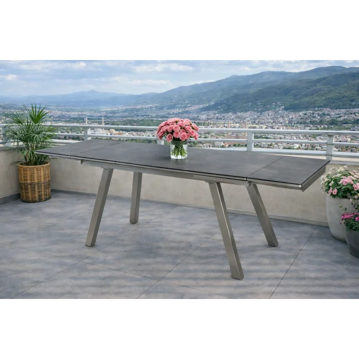 NOXIS / Dualis Açılır Masa Takımı (İnox) - 6 Sandalyeli Yemek Seti