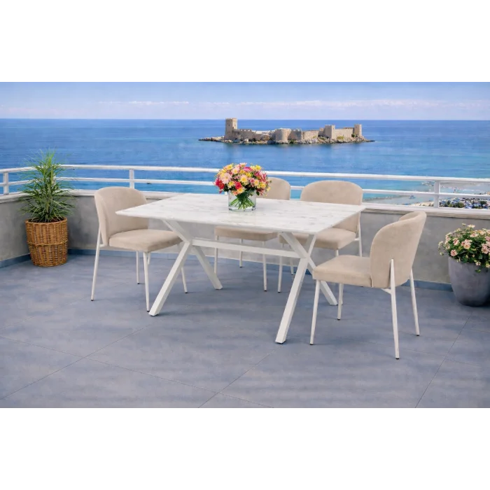 ZENIT / Sirius Masa Takımı (Krem) - 1 Masa + 4 Sandalye Yemek Seti