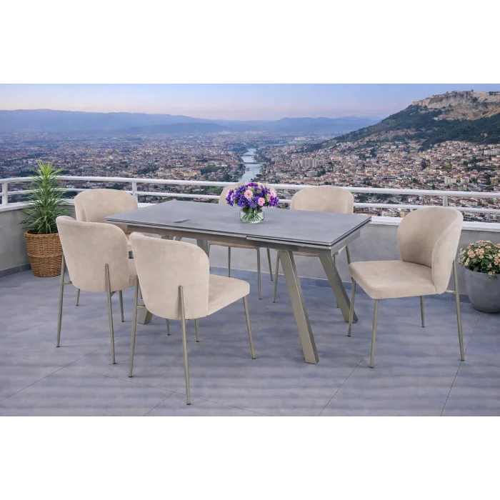 ZENİT / Dualis Açılır Masa Takımı (İnox) - 1 Masa + 6 Sandalye