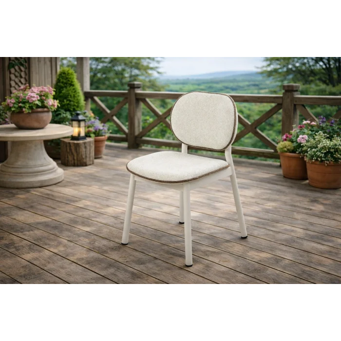 KANT Krem Sandalye - Metal İskeletli Bahçe ve Teras Sandalyesi